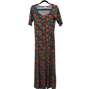 LuLaRoe Orange floral Scoop Neck Sundress with pockets